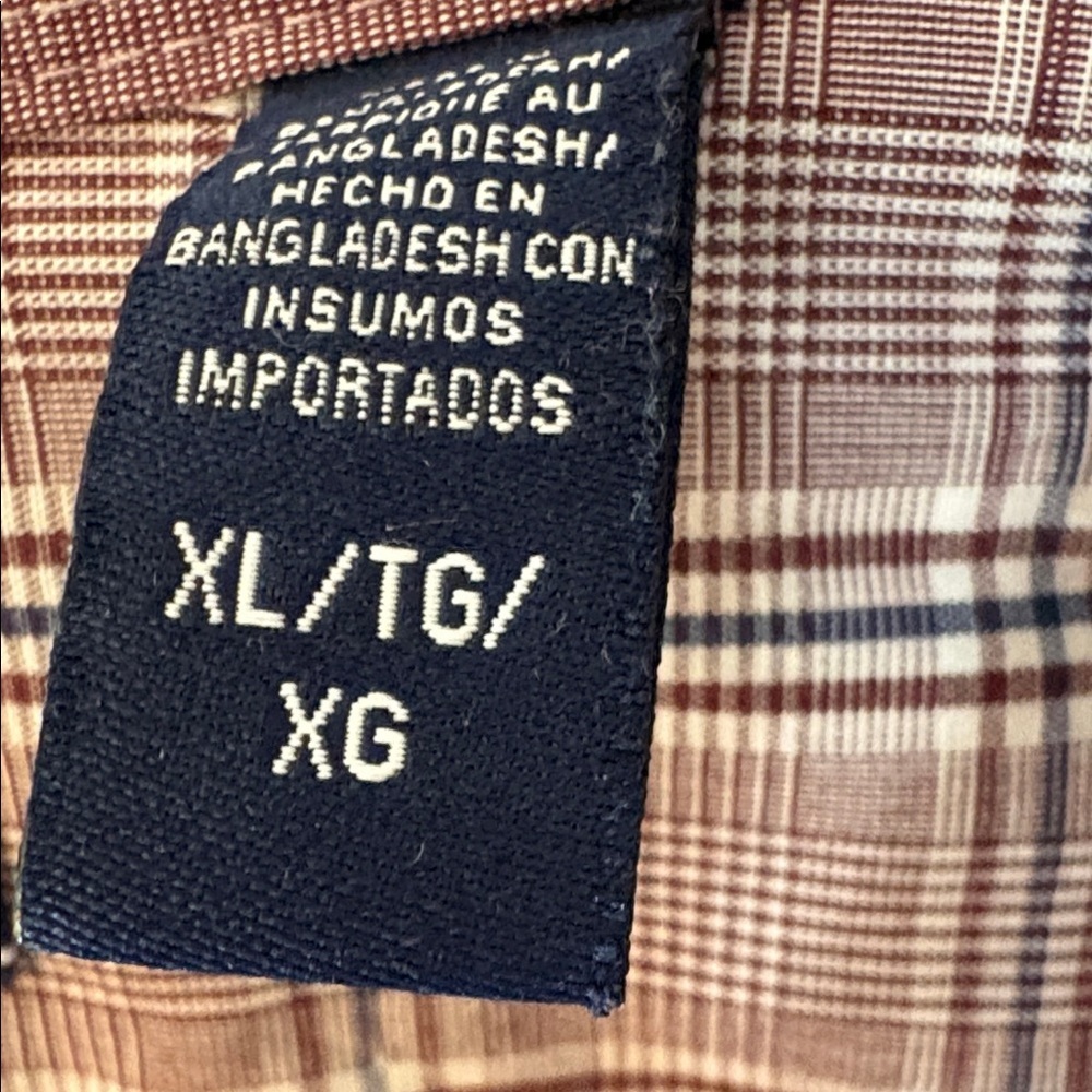 IZOD Men's Casual Maroon/Navy/white Checkered/plaid Shirt Size XL - Picture 3 of 9